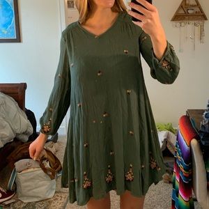 Green embroidered dress